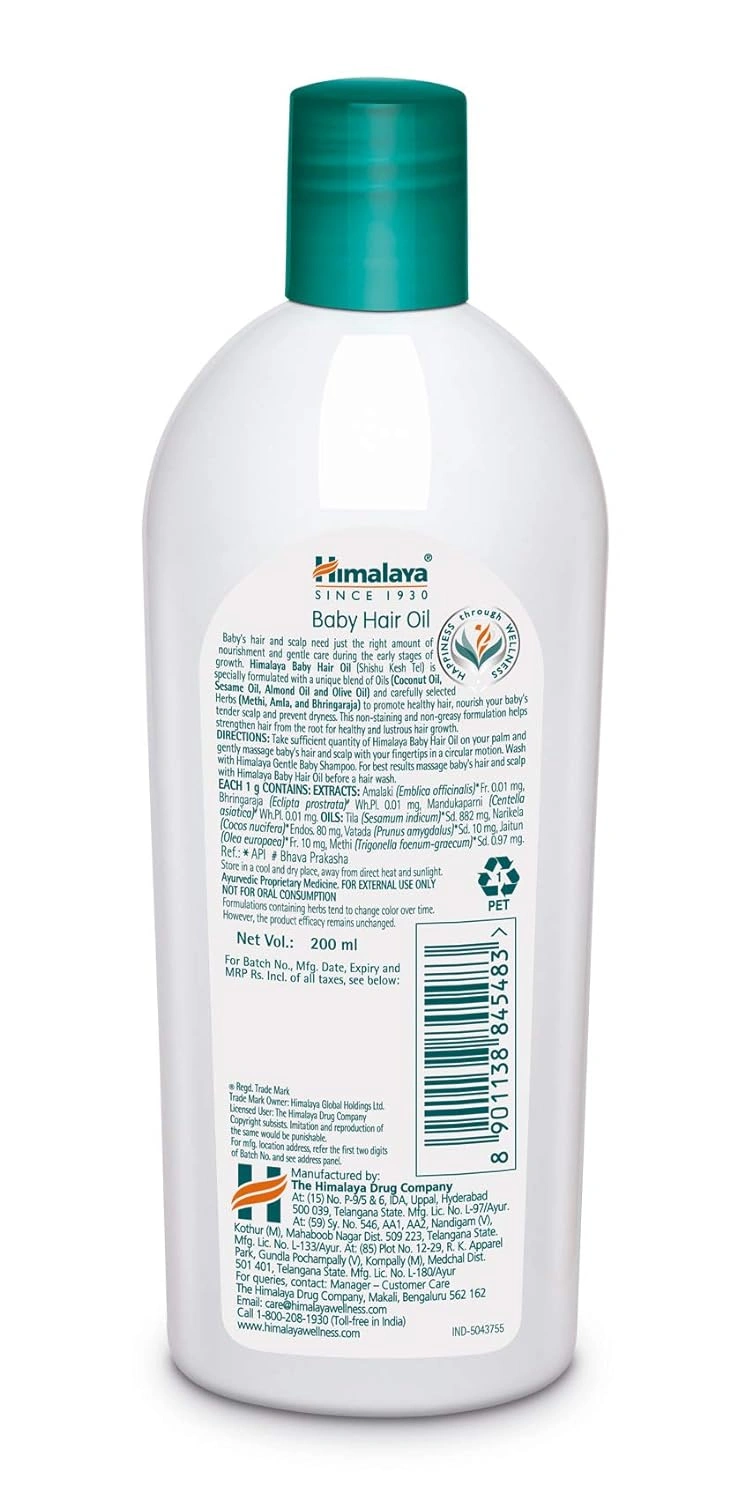 Himalaya Baby Hair Oil 200 ml(1 Count) &amp; Himalaya Herbals Kajal, Black, 2.7g-3