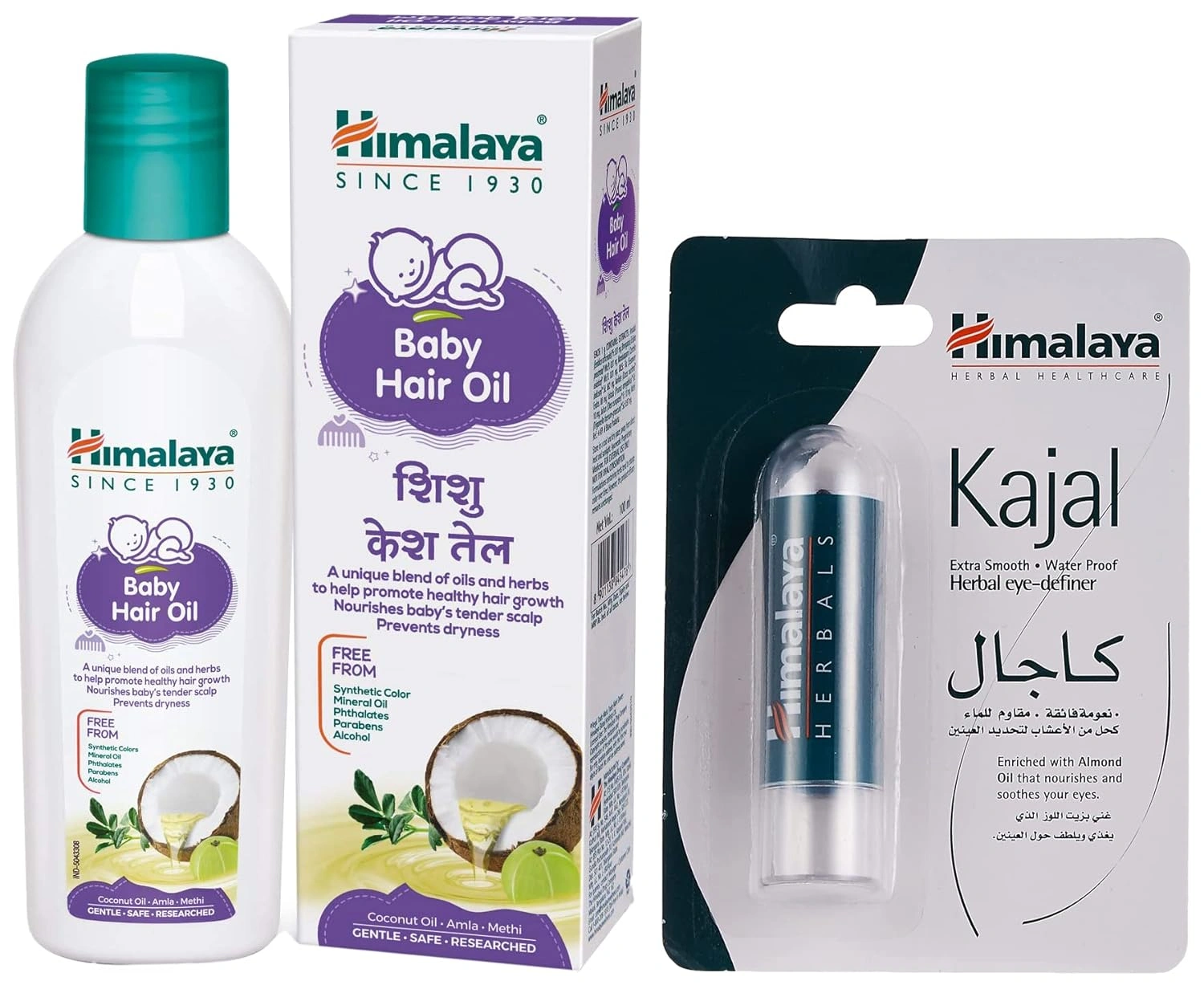 Himalaya Baby Hair Oil 200 ml(1 Count) &amp; Himalaya Herbals Kajal, Black, 2.7g-RDPC101922