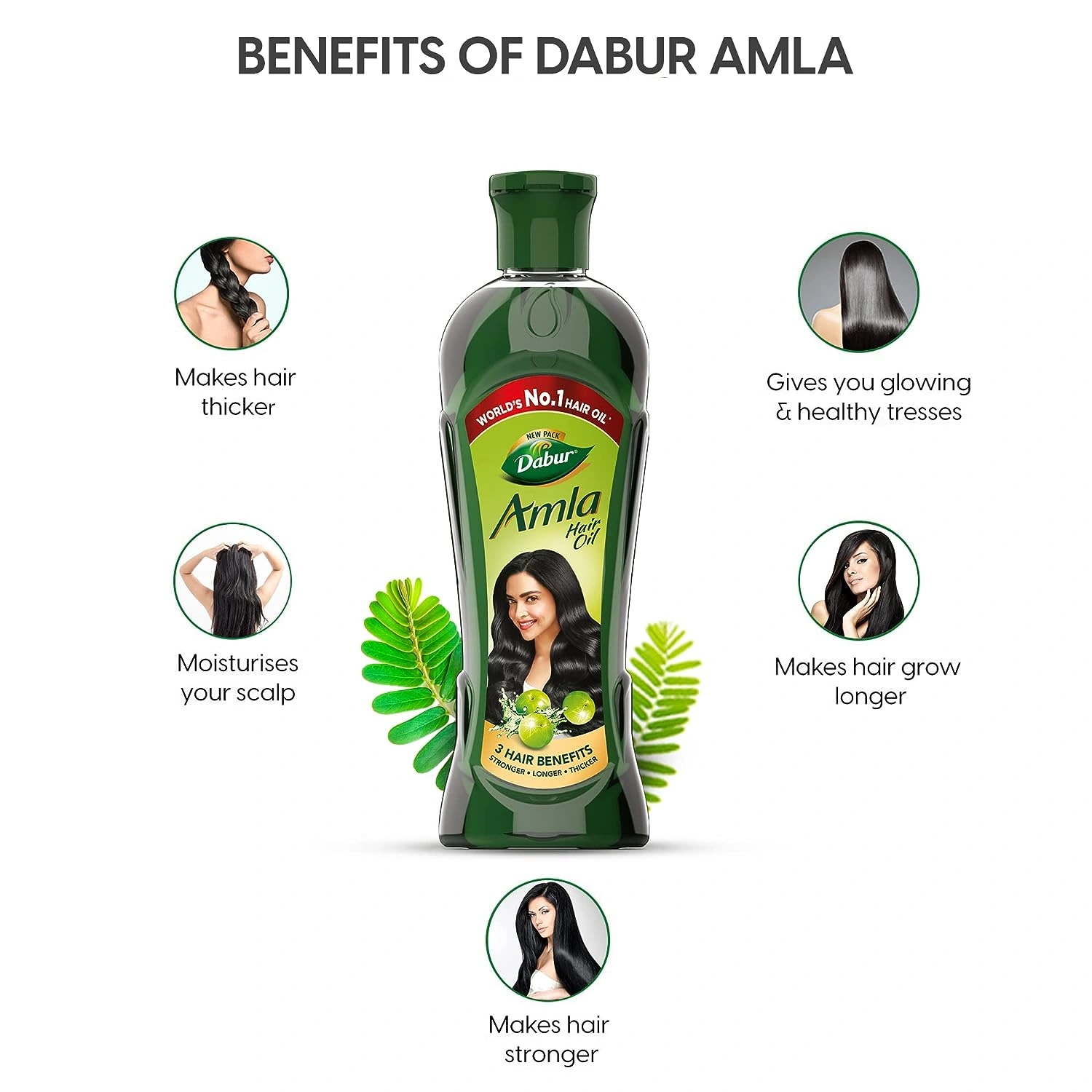 Dabur Amla Hair Oil - 450 ml | For Strong, Long and Thick hair | Nourishes Scalp | Controls Hair Fall, Strengthens Hair &amp; Promotes Hair Growth (Pack of 3)-4