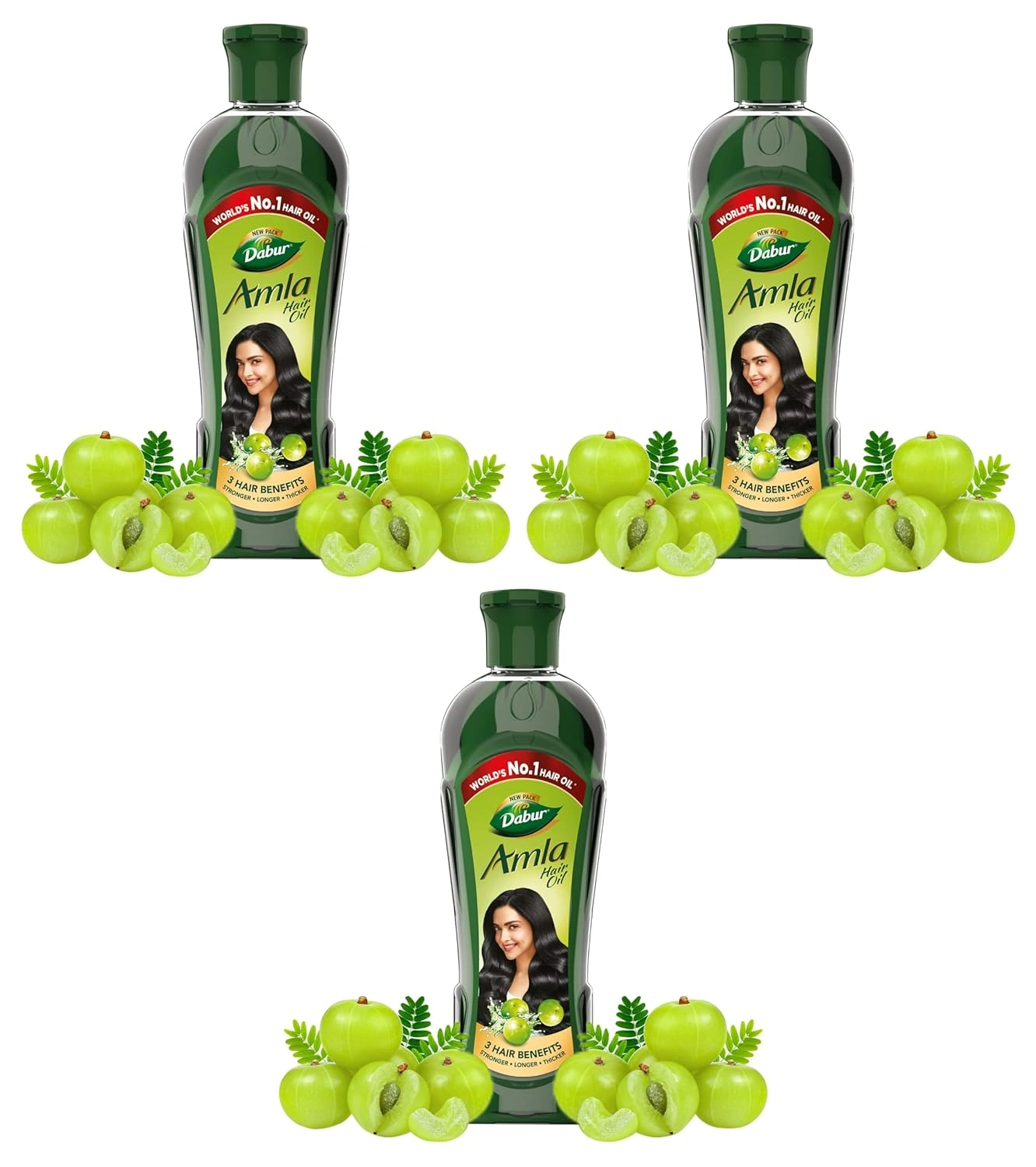 Dabur Amla Hair Oil - 450 ml | For Strong, Long and Thick hair | Nourishes Scalp | Controls Hair Fall, Strengthens Hair &amp; Promotes Hair Growth (Pack of 3)-RDPC101935