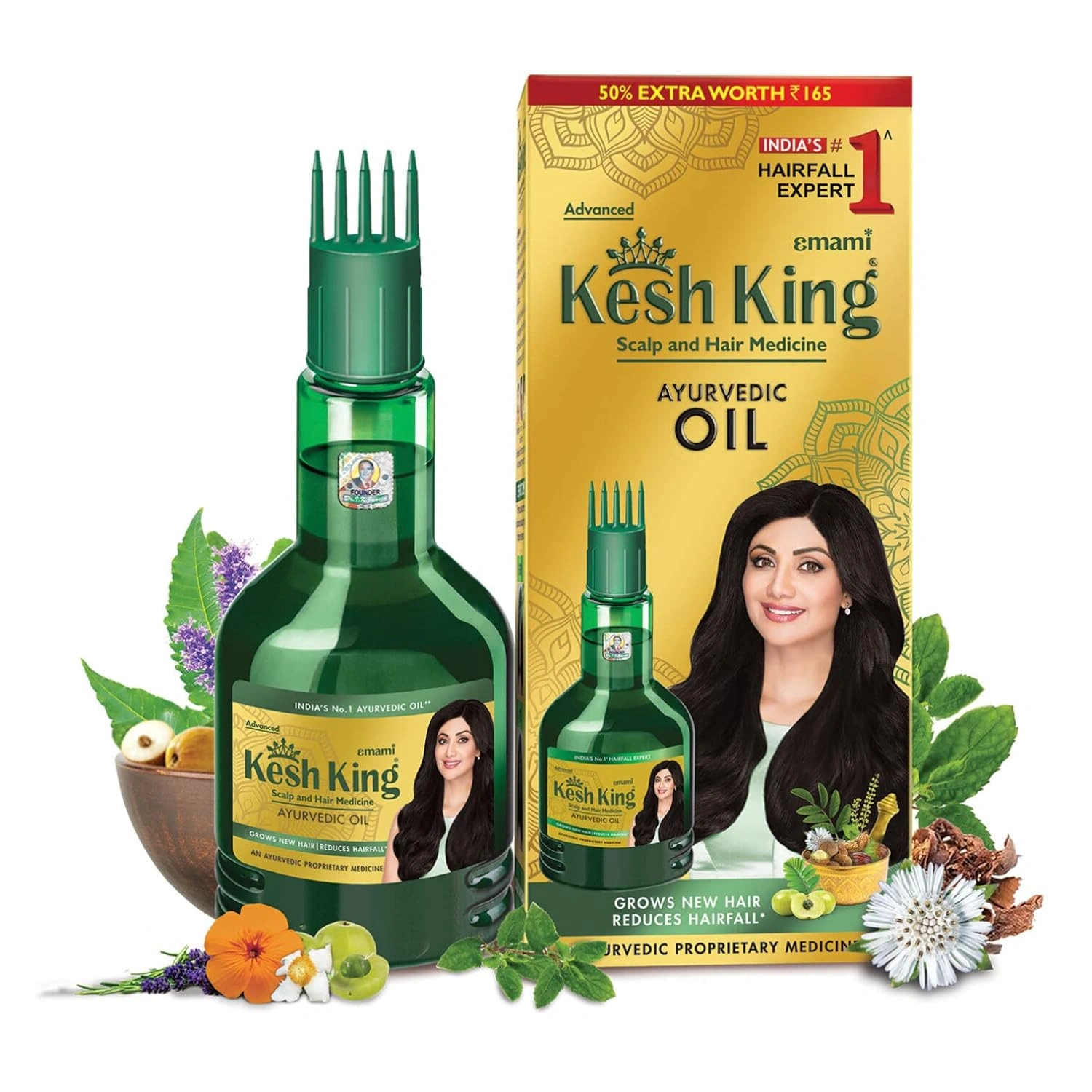 Kesh King Ayurvedic Anti Hairfall Hair Oil, 300ml &amp; Kesh King Scalp and Hair Medicine Anti-Hairfall Conditioner, 200 ml-1