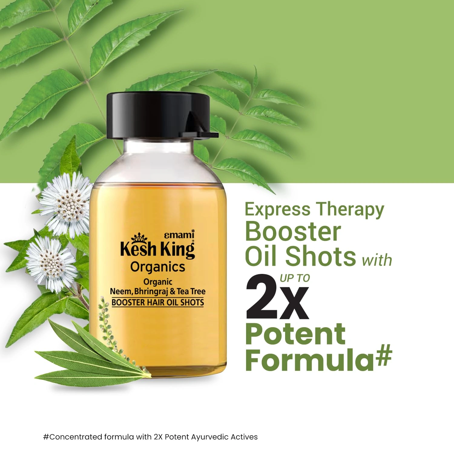 Kesh King Organics Organic Neem, Bhringraj &amp; Tea Tree Booster Hair Oil Shots |Scalp Rejuvenator &amp; Anti-Dandruff - 48ml-1