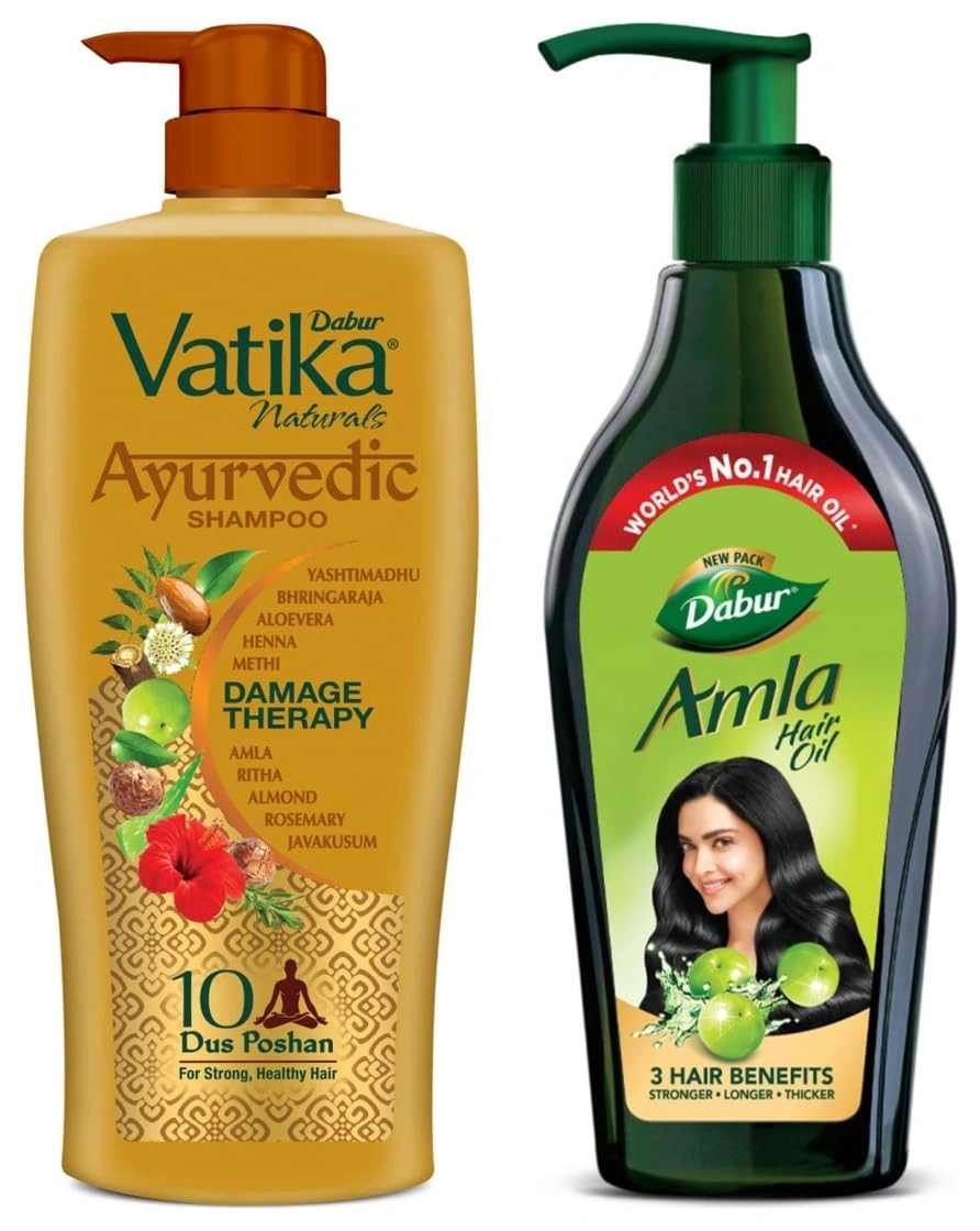 DABUR Vatika Ayurvedic Shampoo, 640ml : Power of Dus Poshan for 10 Hair Problems &amp; Dabur Amla Hair Oil - for Strong, Long and Thick hair - 550 ml-RDPC101944