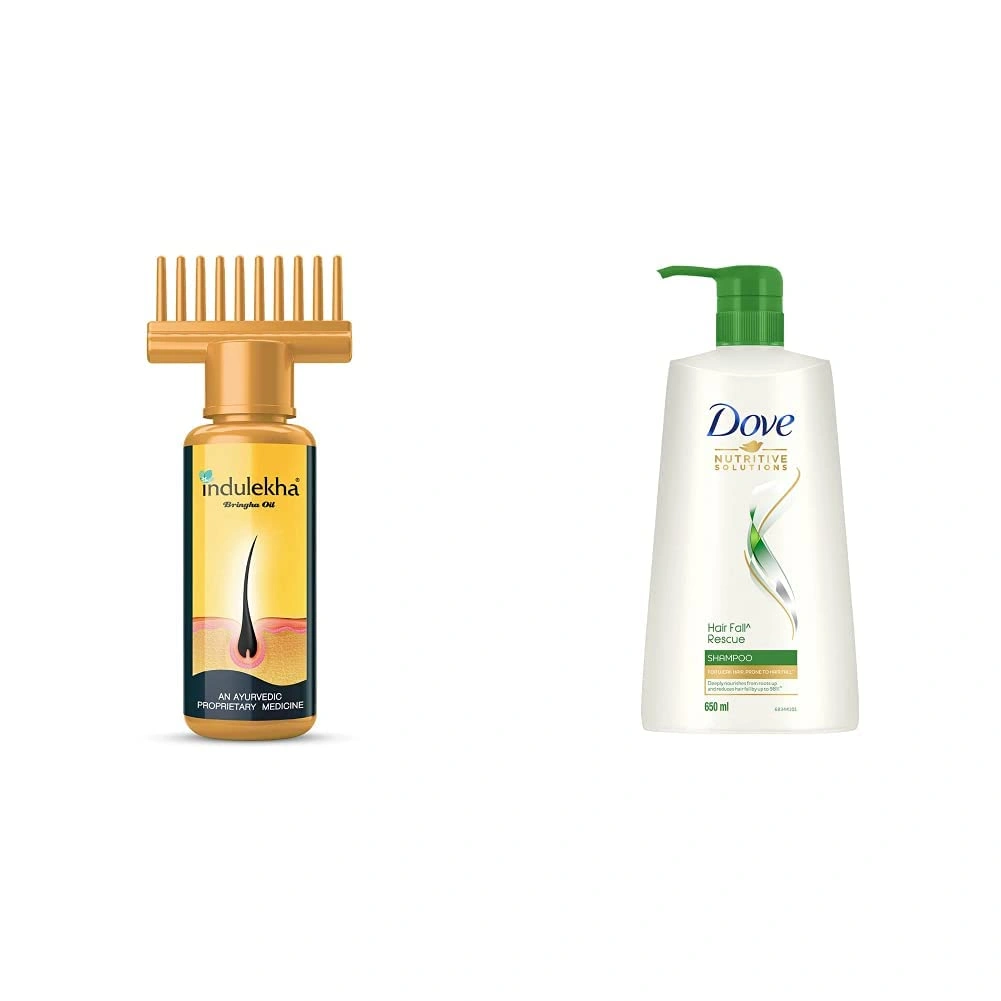 Indulekha Bhringa Hair Oil, 100ml And Dove Hair Fall Rescue Shampoo, 650ml-RDPC101982