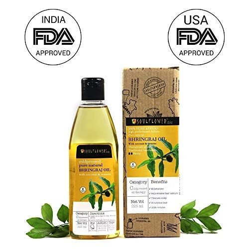 Soulflower Bhringraj Oil with Coconut and Sesame for Hair Growth, Hair fall control, Hair Loss and P and Soulflower Pure and Natural Rosemary Lavender Healthy Hair Oil 100% Pure and Vegan-1