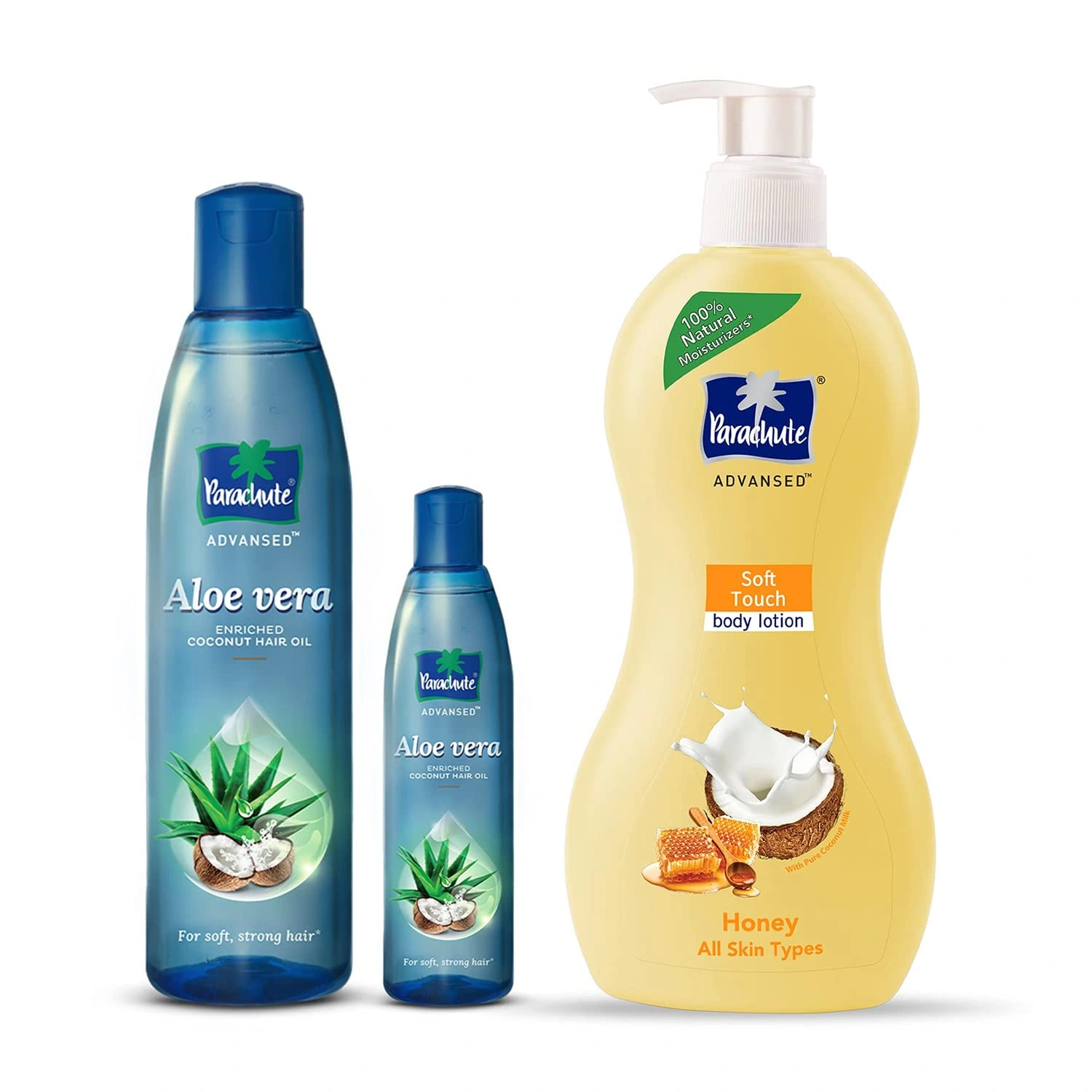 Parachute Advansed Soft Touch Body Lotion, 400ml &amp; Parachute Advansed Aloe Vera Enriched Coconut Hair Oil, 250ml + 75ml | For Soft, Strong Hair-RDPC102112