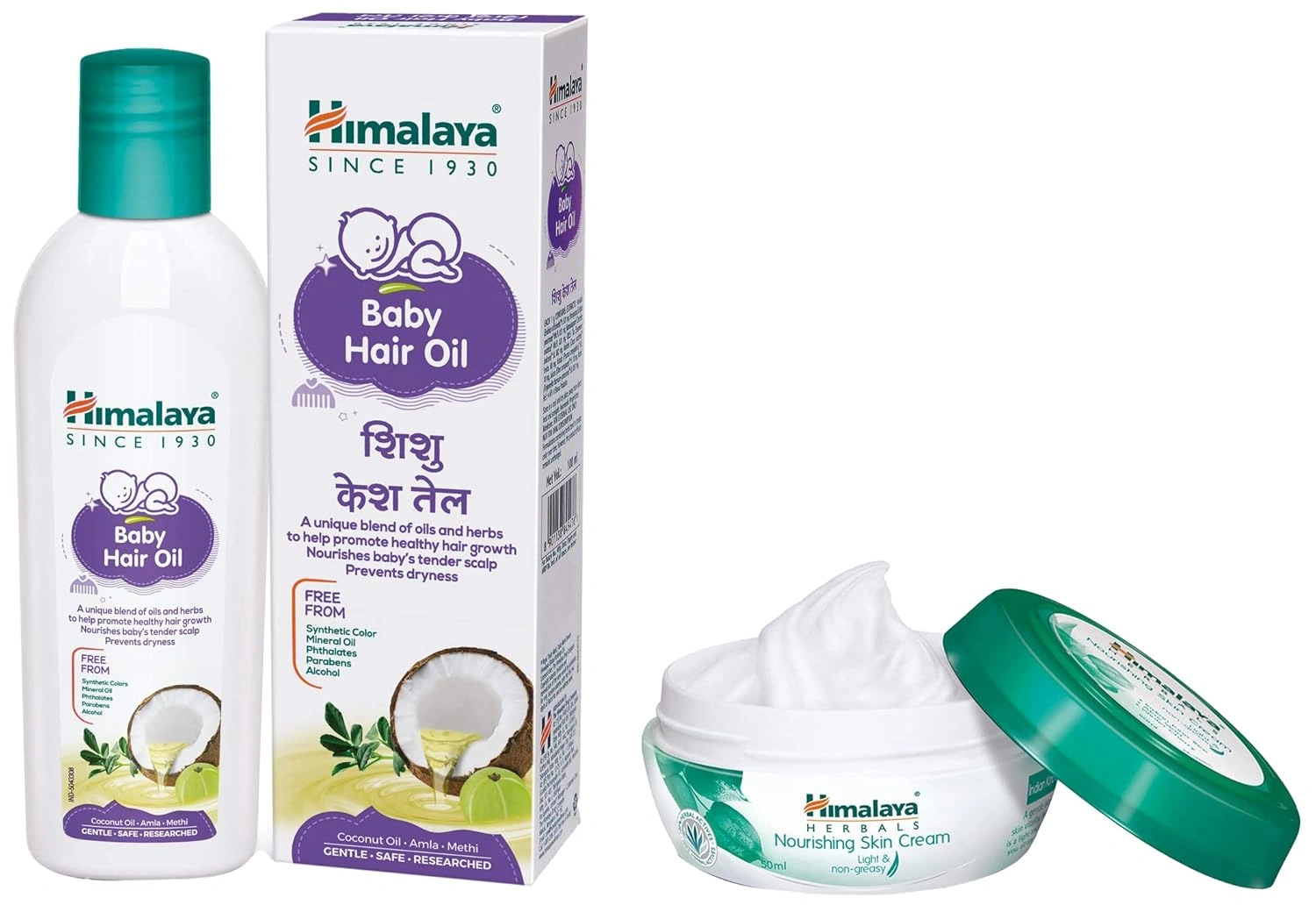 Himalaya Baby Hair Oil 200 ml(1 Count) &amp; Himalaya Nourishing Skin Cream, 200ml-RDPC102113