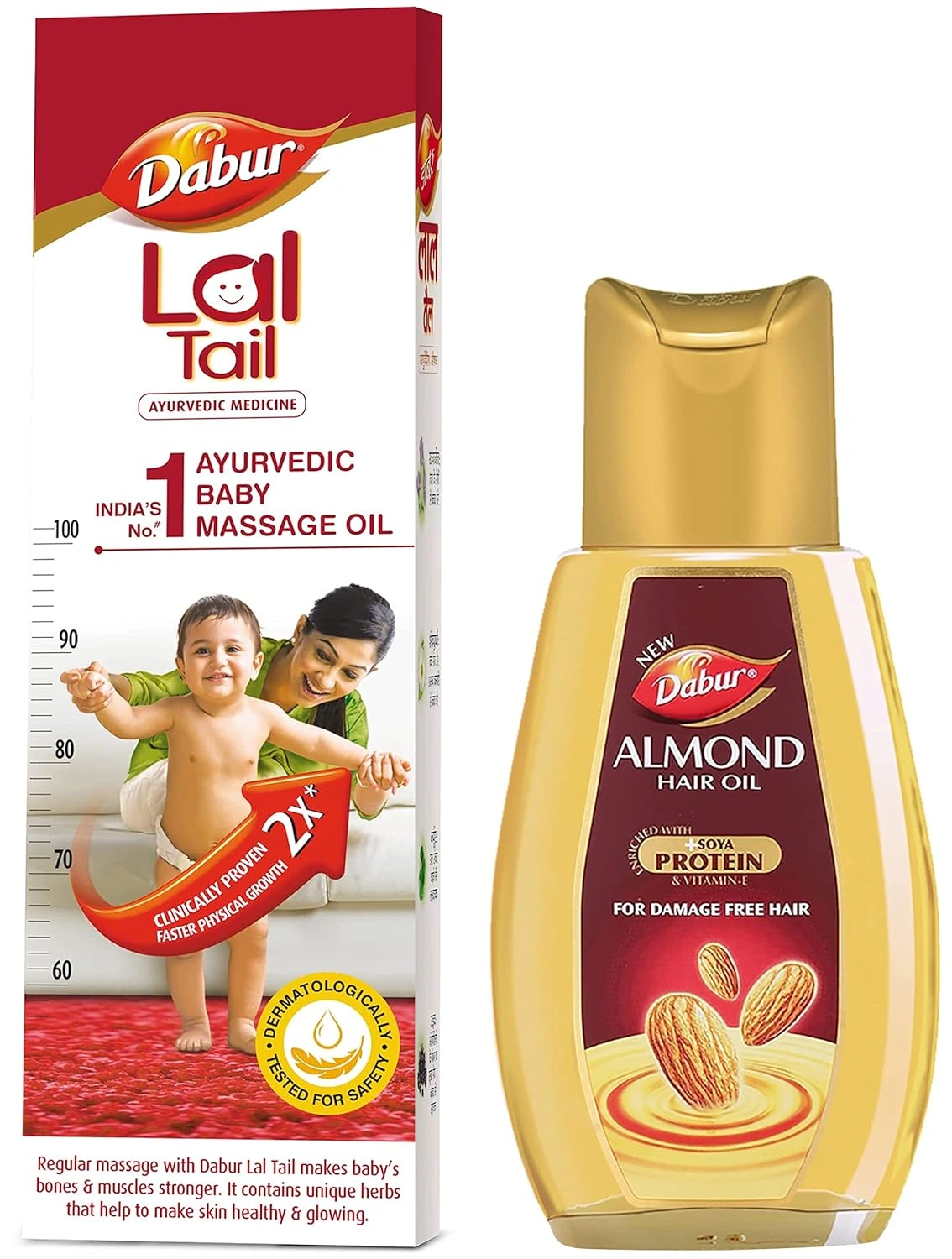 Dabur Lal Tail : Ayurvedic Baby Massage Oil – 500ml &amp; Almond Hair Oil with Almonds, Soya Protein and Vitamin E for Non Sticky, Damage free Hair - 500ml-RDPC102119