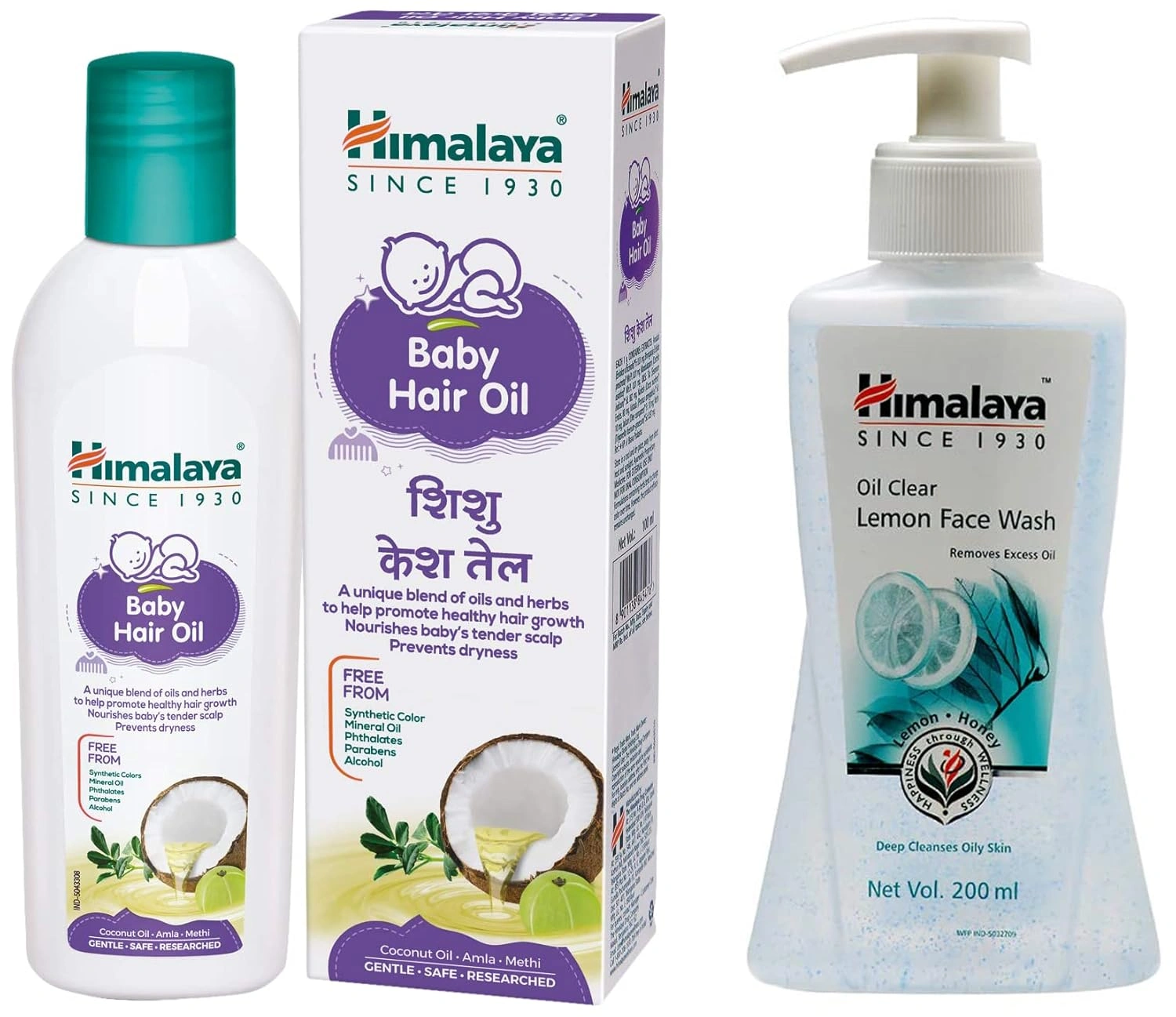 Himalaya Baby Hair Oil 200 ml(1 Count) &amp; Himalaya Oil Clear Lemon Face Wash, 200ml-RDPC102124