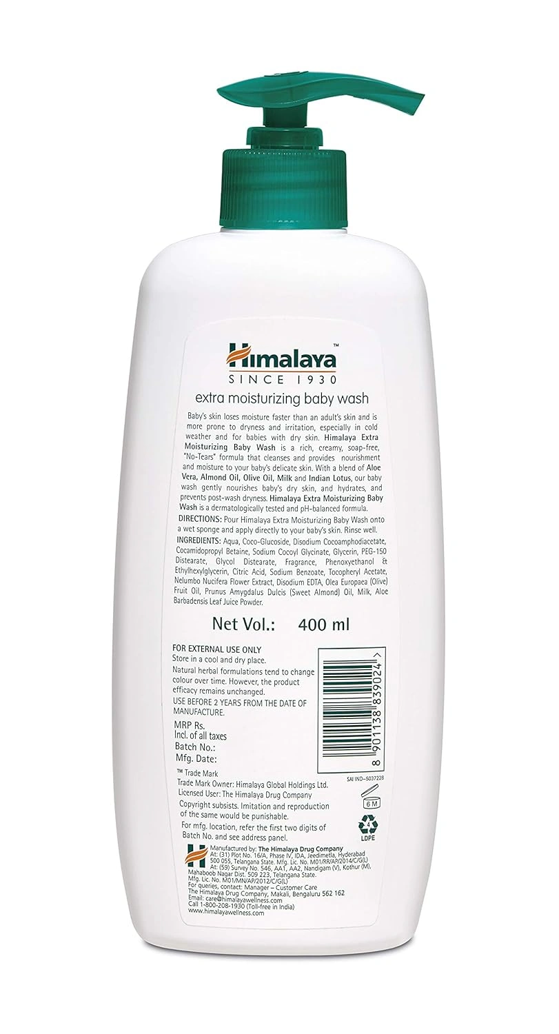 Himalaya Extra Moisturizing Baby Wash, 400 ml &amp; Anti-Hair Fall Hair Oil | Non Sticky Hair Oil | Promotes Hair Growth | Prevents Hair Fall | Made with Bhringraja &amp; Amla | for Women &amp; Men | 200ml-2