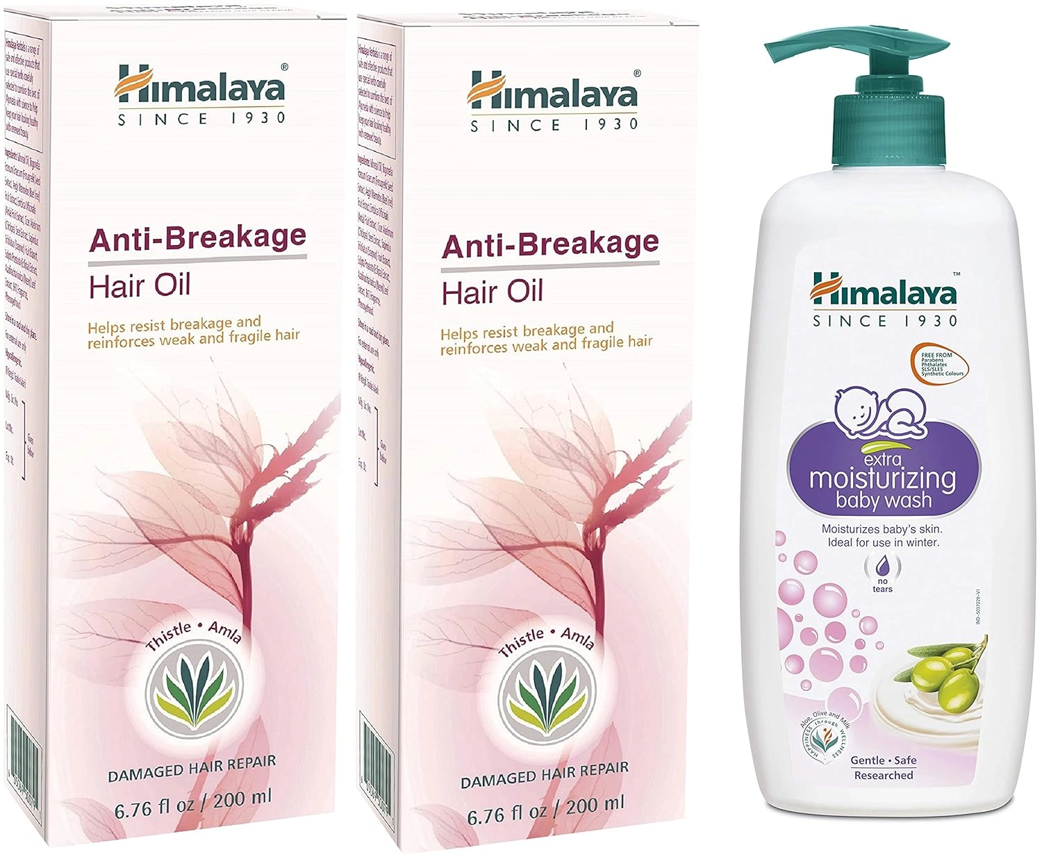 Himalaya Extra Moisturizing Baby Wash, 400 ml &amp; Anti-Hair Fall Hair Oil | Non Sticky Hair Oil | Promotes Hair Growth | Prevents Hair Fall | Made with Bhringraja &amp; Amla | for Women &amp; Men | 200ml-RDPC102154