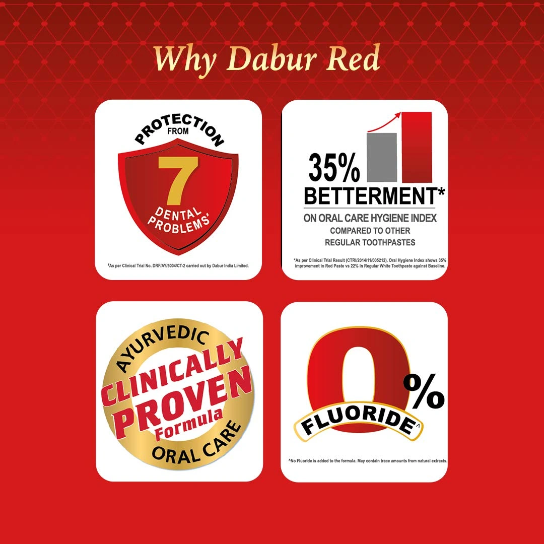 Dabur Red Paste - India's No.1 Ayurvedic Paste, Provides Protection Plaque Removal, Toothache, Yellow Teeth, Bad Breath- 800g (200gm*4) &amp; Dabur Amla Hair Oil for Strong, Long and Thick Hair -450ml-3