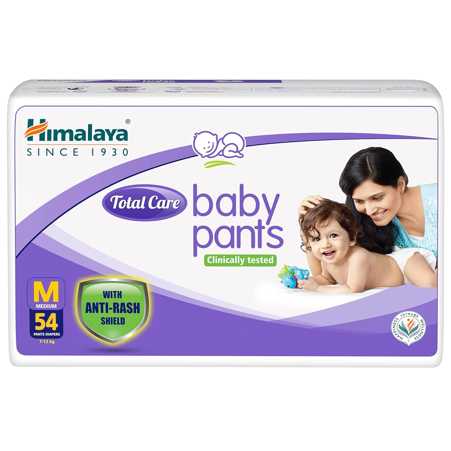 Himalaya Total Care Baby Pants Diapers, Medium (7-12 kg), 54 Count &amp; Himalaya Baby Hair Oil 200 ml(1 Count)-1