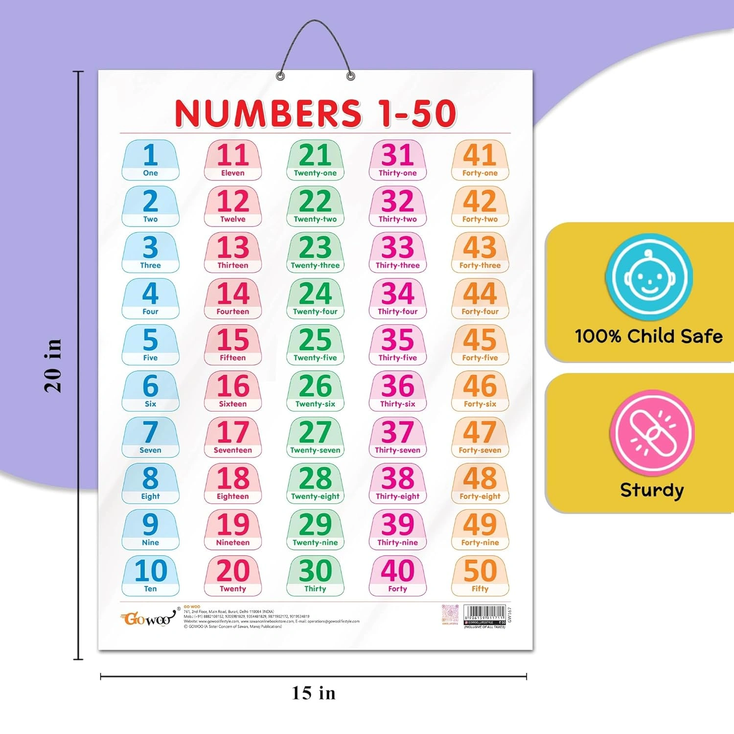 NUMBER 1 -50 CHART GLOSS LAMINATED |Counting Adventures: Laminated Number Chart 1-50 Hardcover-3