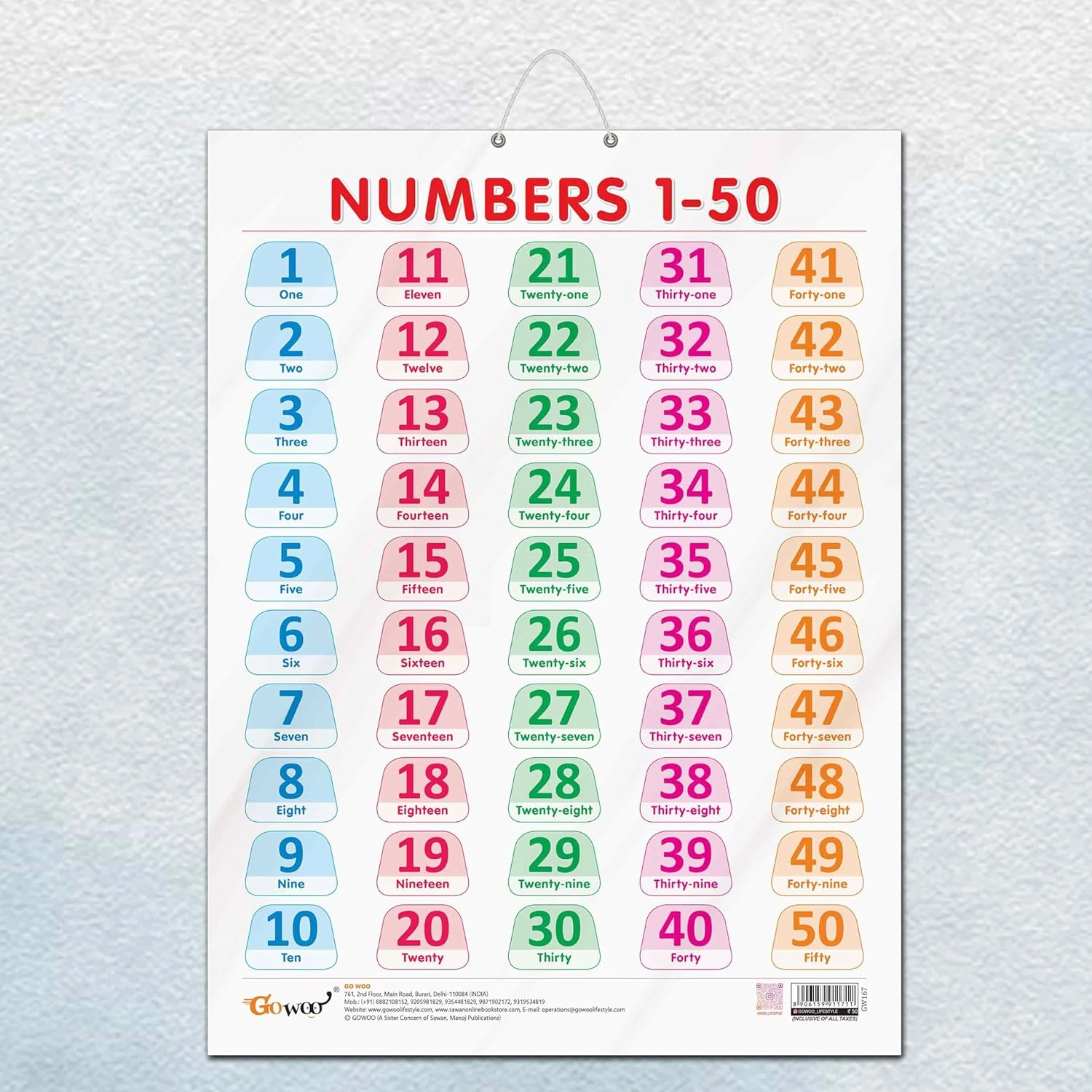 NUMBER 1 -50 CHART GLOSS LAMINATED |Counting Adventures: Laminated Number Chart 1-50 Hardcover-RDSS100761