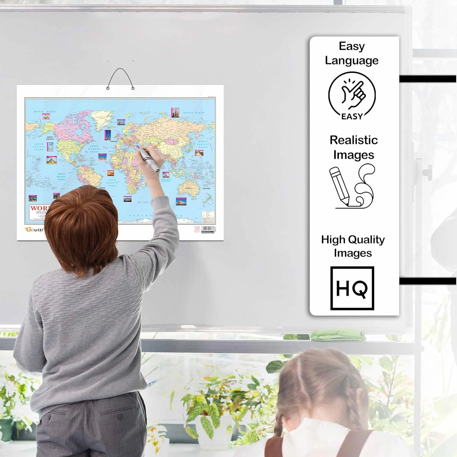 WORLD POLITICAL CHART GLOSS LAMINATED |World Political Landscape Unveiled: A Comprehensive Map of Nations and Regions Hardcover-4