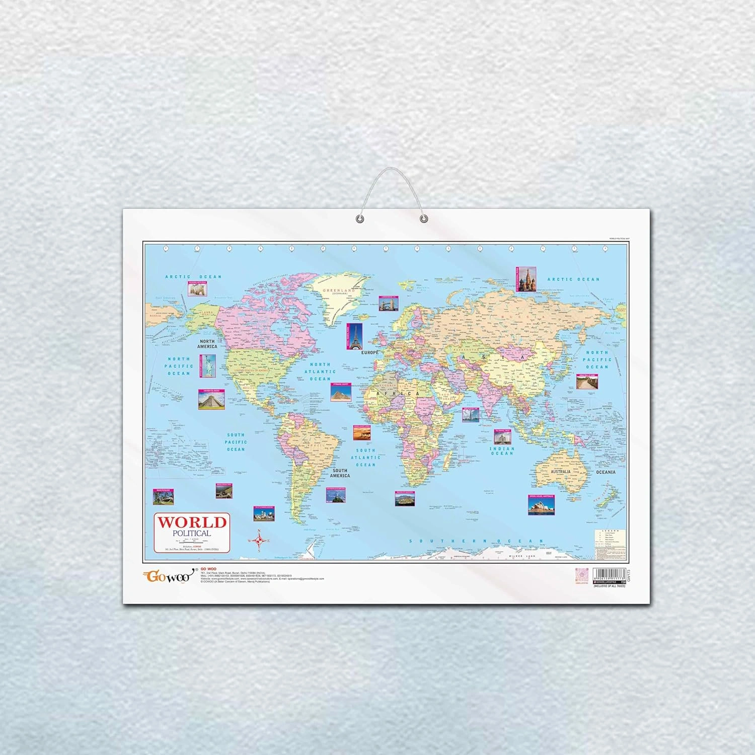 WORLD POLITICAL CHART GLOSS LAMINATED |World Political Landscape Unveiled: A Comprehensive Map of Nations and Regions Hardcover-RDSS100762