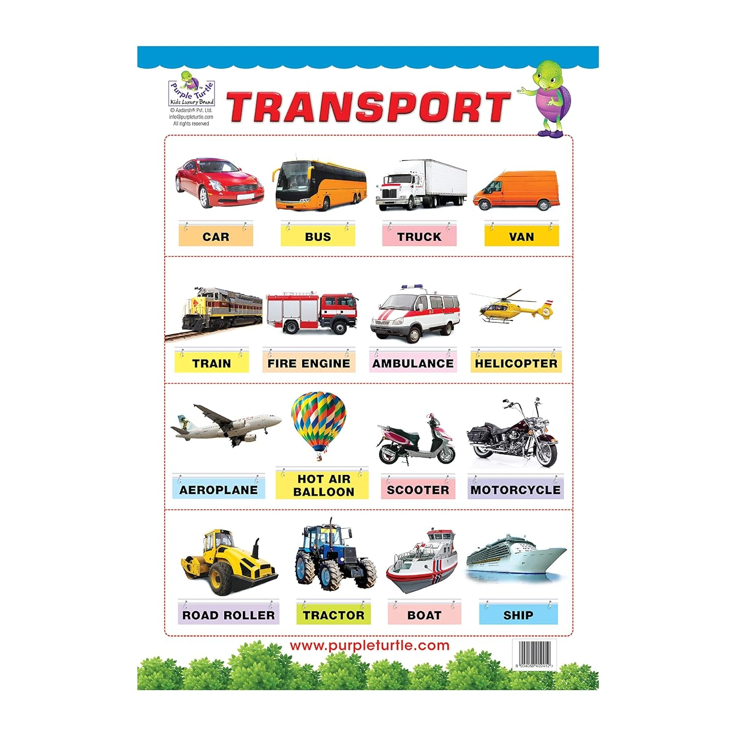 Flowers, Shapes, and Transport Charts for kids Wall Chart-3