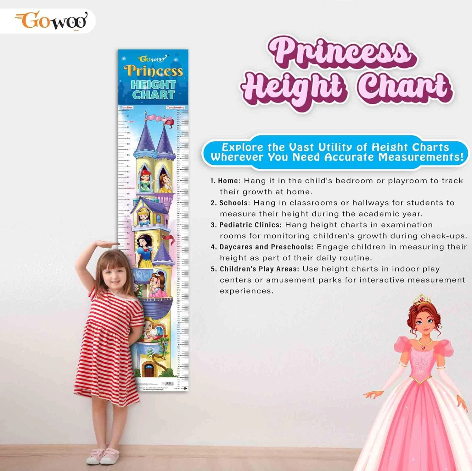 PRINCESS HEIGHT CHART | Enchanted Heights: Princess Growth Chart Hardcover-2