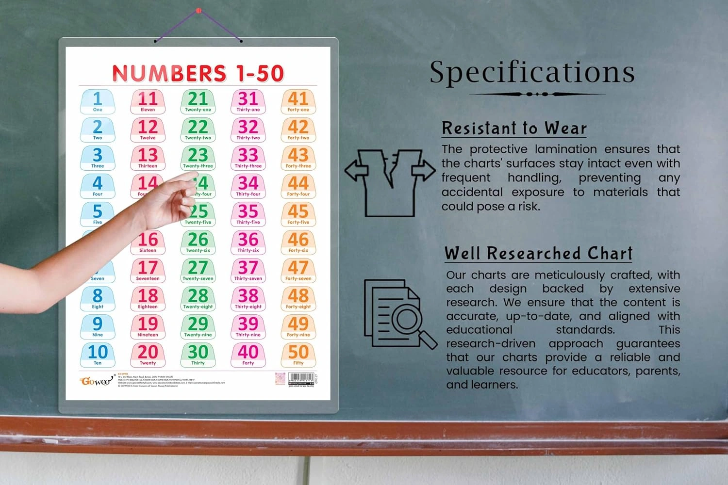 NUMBER 1 -50 CHART HARD LAMINATED | Counting Numbers Chart Hardcover-3