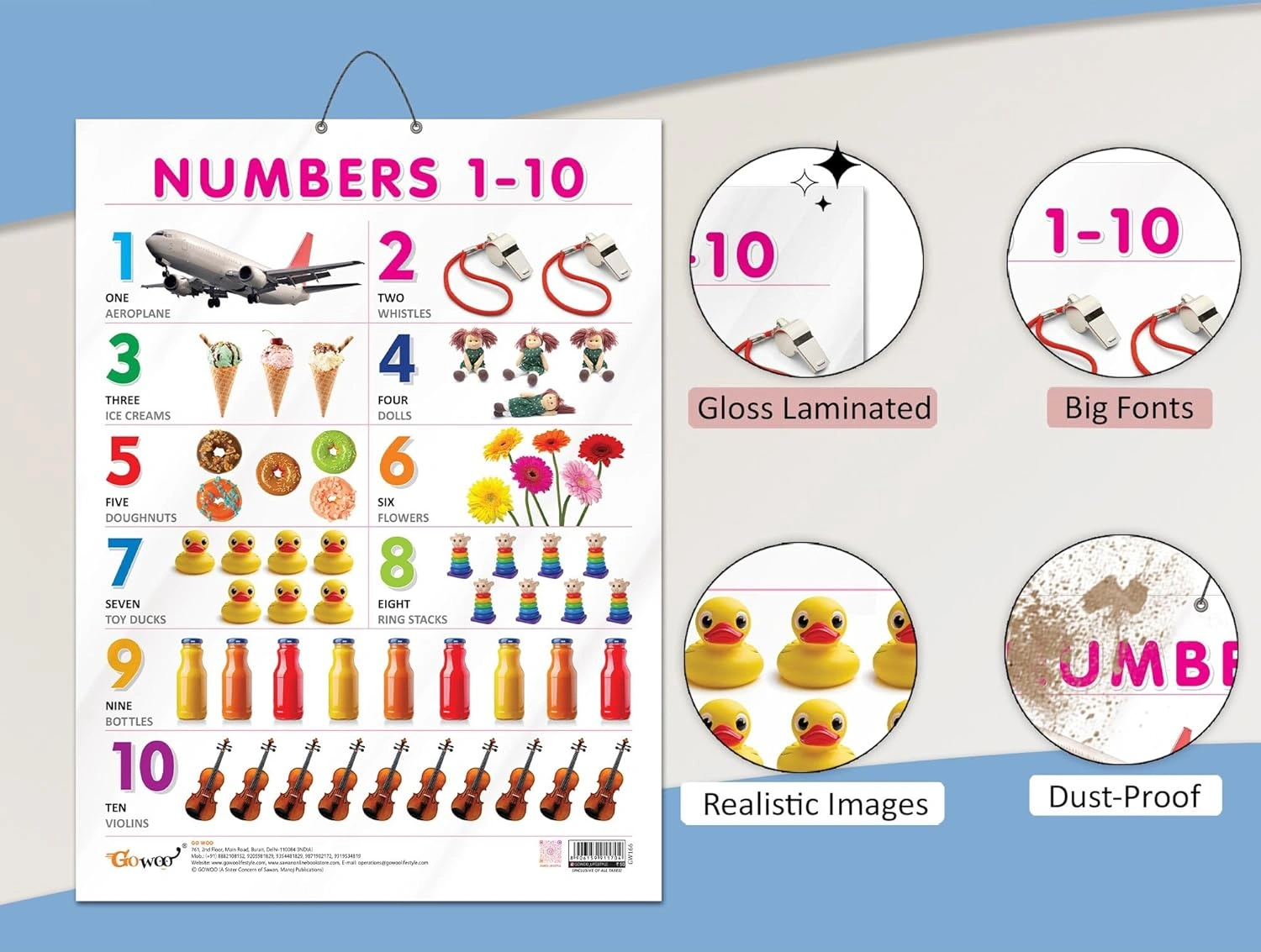 NUMBER 1 -10 CHART GLOSS LAMINATED |Number Magic: Gloss-Laminated 1-10 Chart Hardcover-3