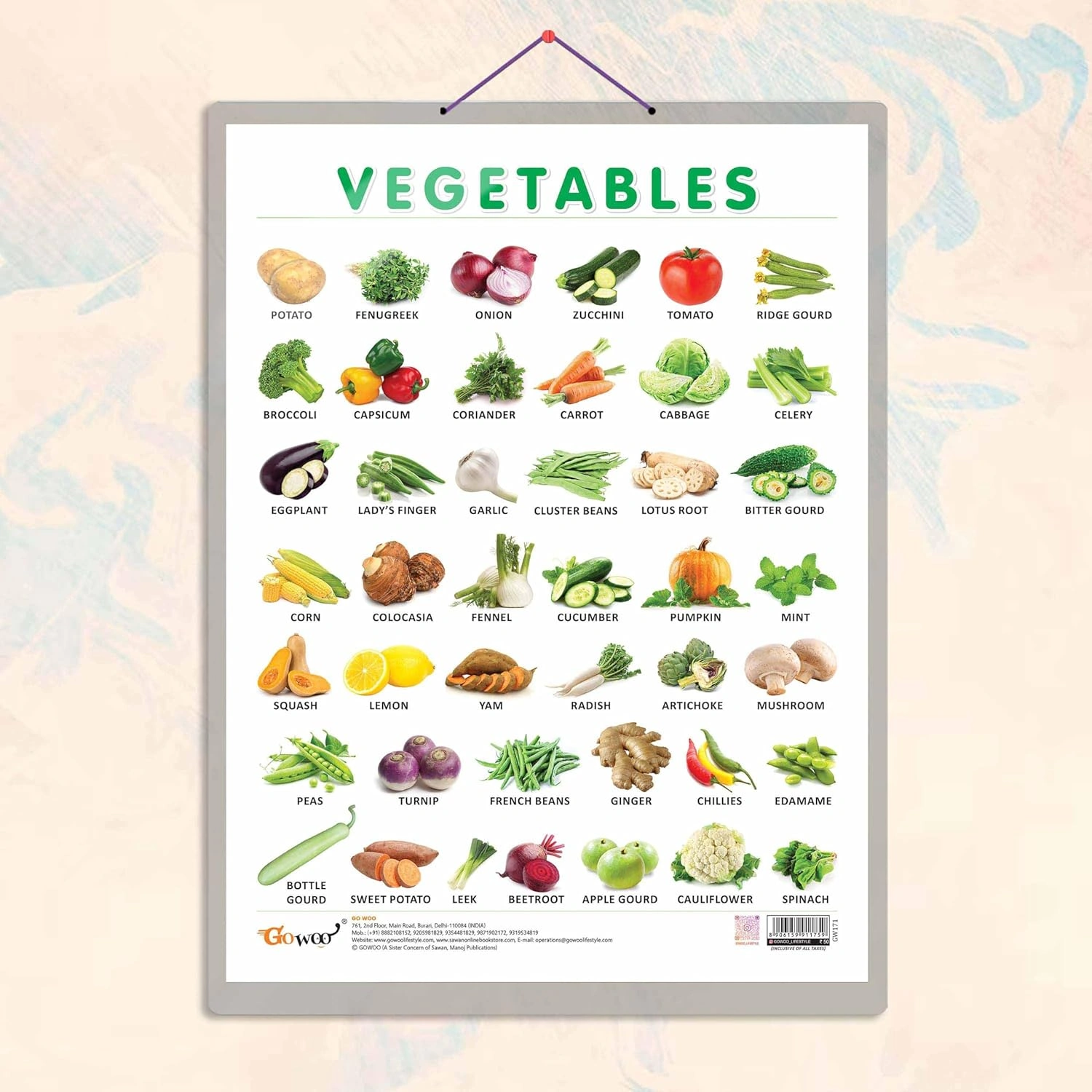 VEGETABLE CHART HARD LAMINATED | Veggie Wonderland Chart Hardcover-RDSS100879