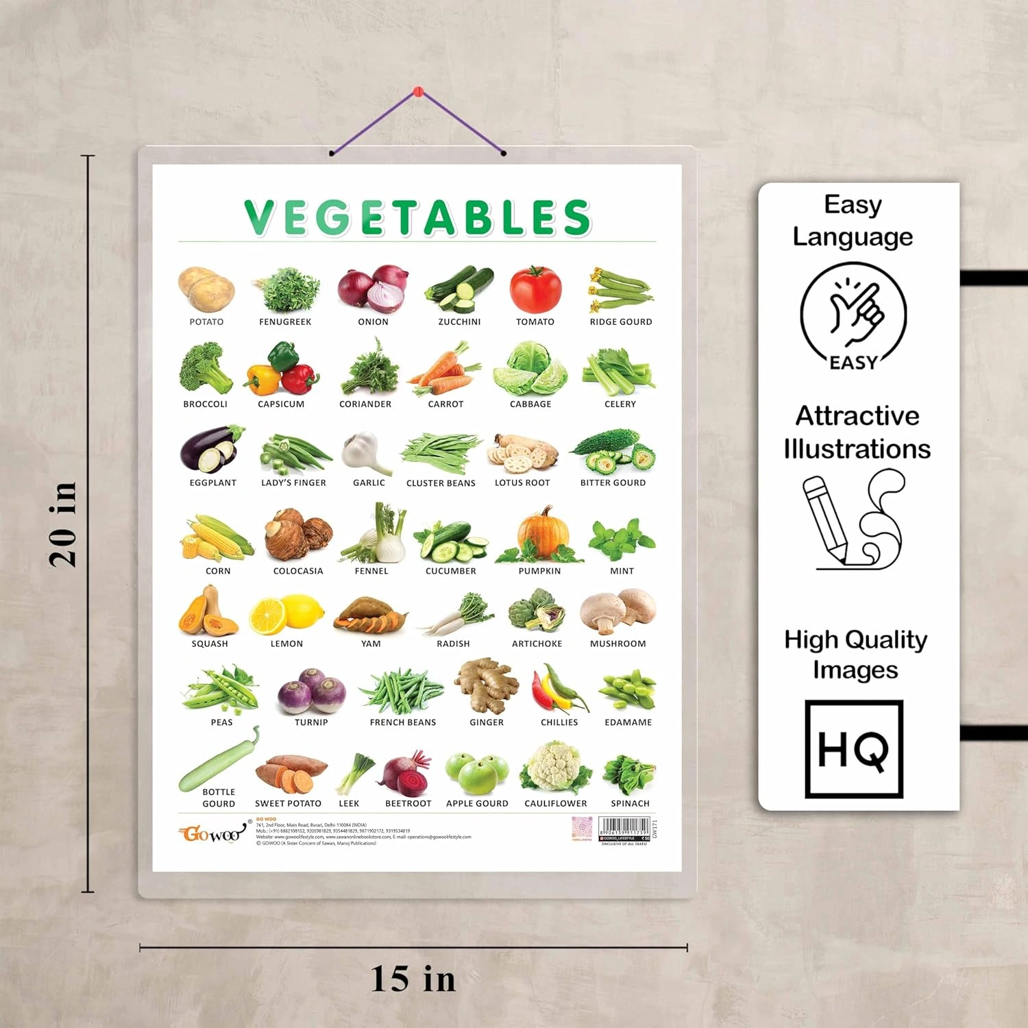 VEGETABLE CHART HARD LAMINATED | Veggie Wonderland Chart Hardcover-1