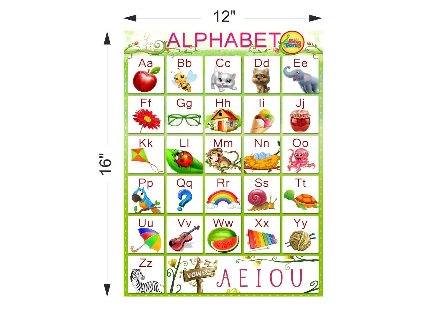 ABC charts for kids learning English Alphabet Chart for Kids | Perfect For Homeschooling, Kindergarten and Nursery Children (16X12inc, 300GSM Thick Paper, Gloss Laminated, Multicolour) Poster-1