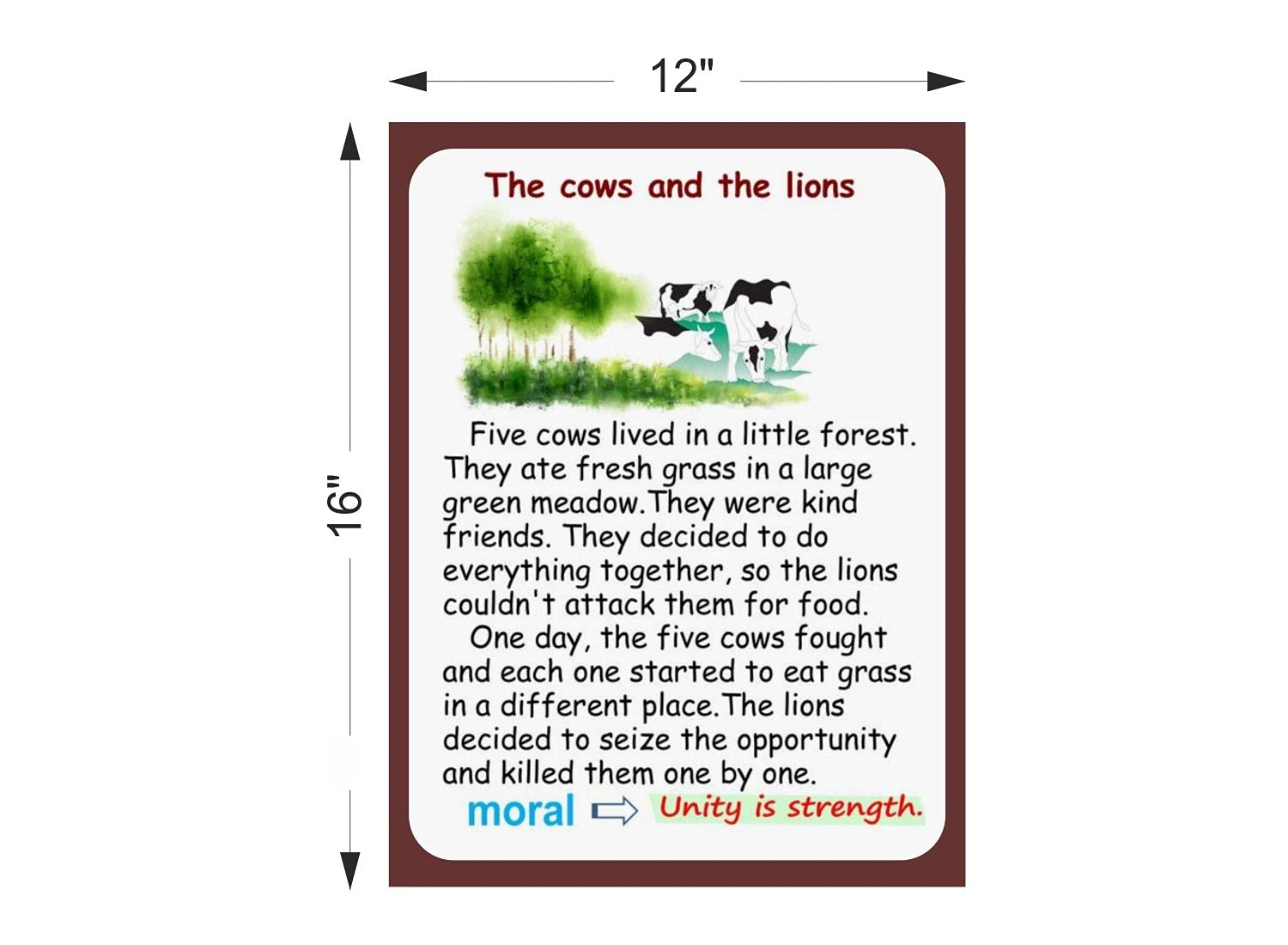 Moral story chart /poster- Kids learning Charts / Posters for Kids Learning, Kindergarten, Nursery and Homeschooling (16X12inc, 300GSM Thick Paper, Gloss Laminated, Multicolor) Poster-2