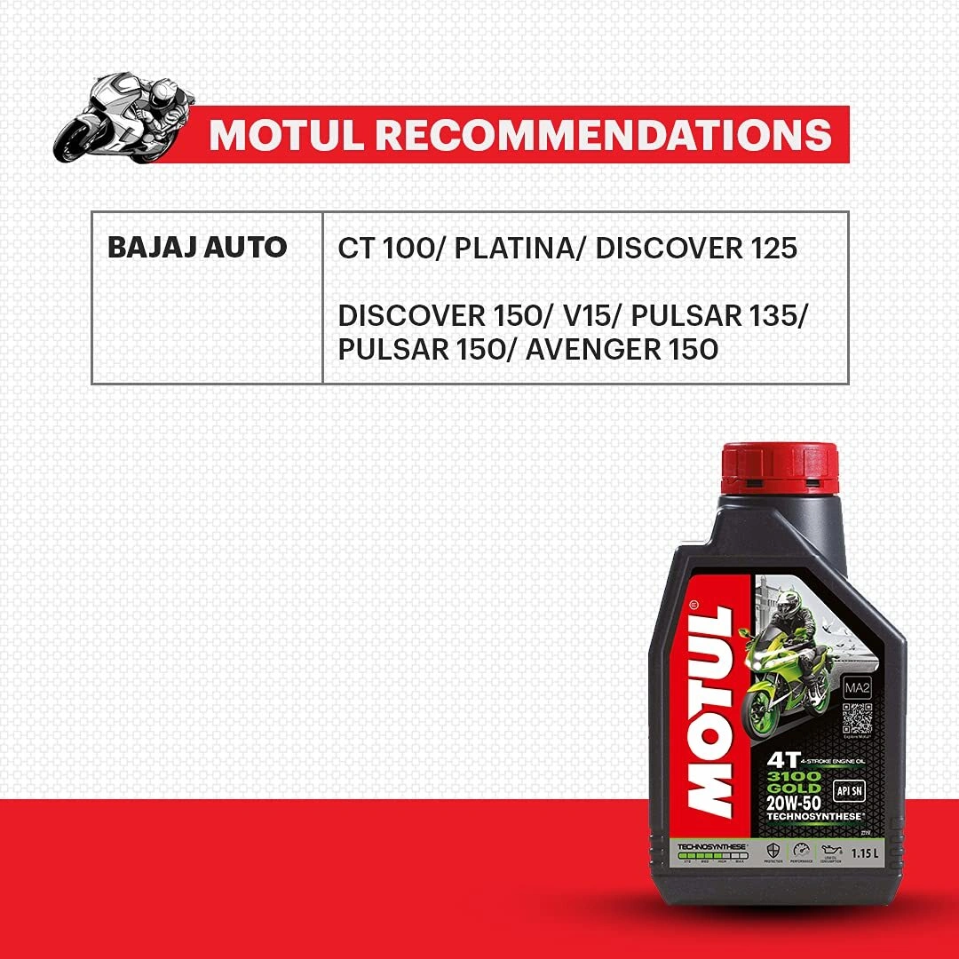 Motul 3100 4T Gold 20W50 API SM Technosynthese High Performance Semi Synthetic Engine Oil for Bikes (1 L)-3