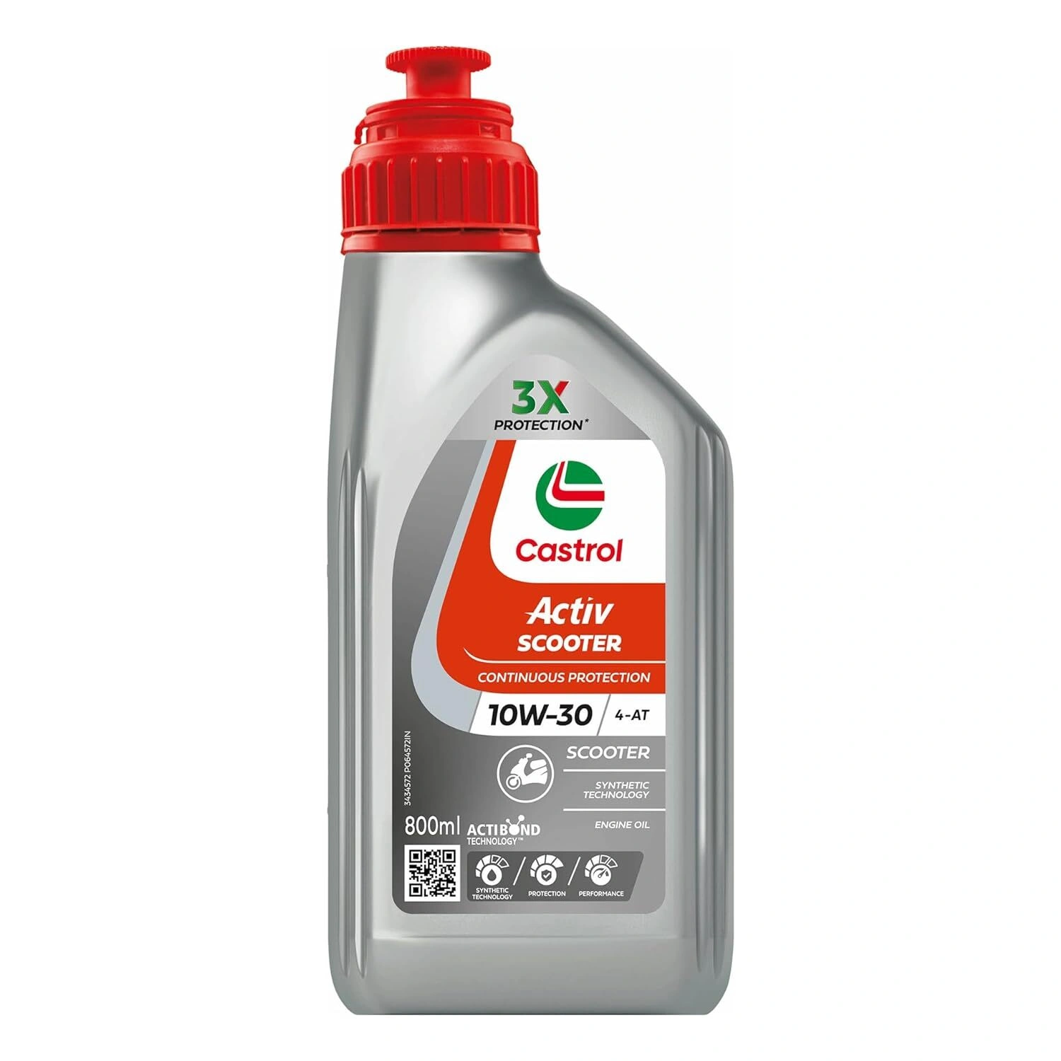 Castrol Activ 10W-30 4-AT Synthetic Engine Oil for Scooter 800 ml | 3X Protection | With Actibond Technology | Engine Protection for Scooters | JASO MB | Synthetic Technology-3