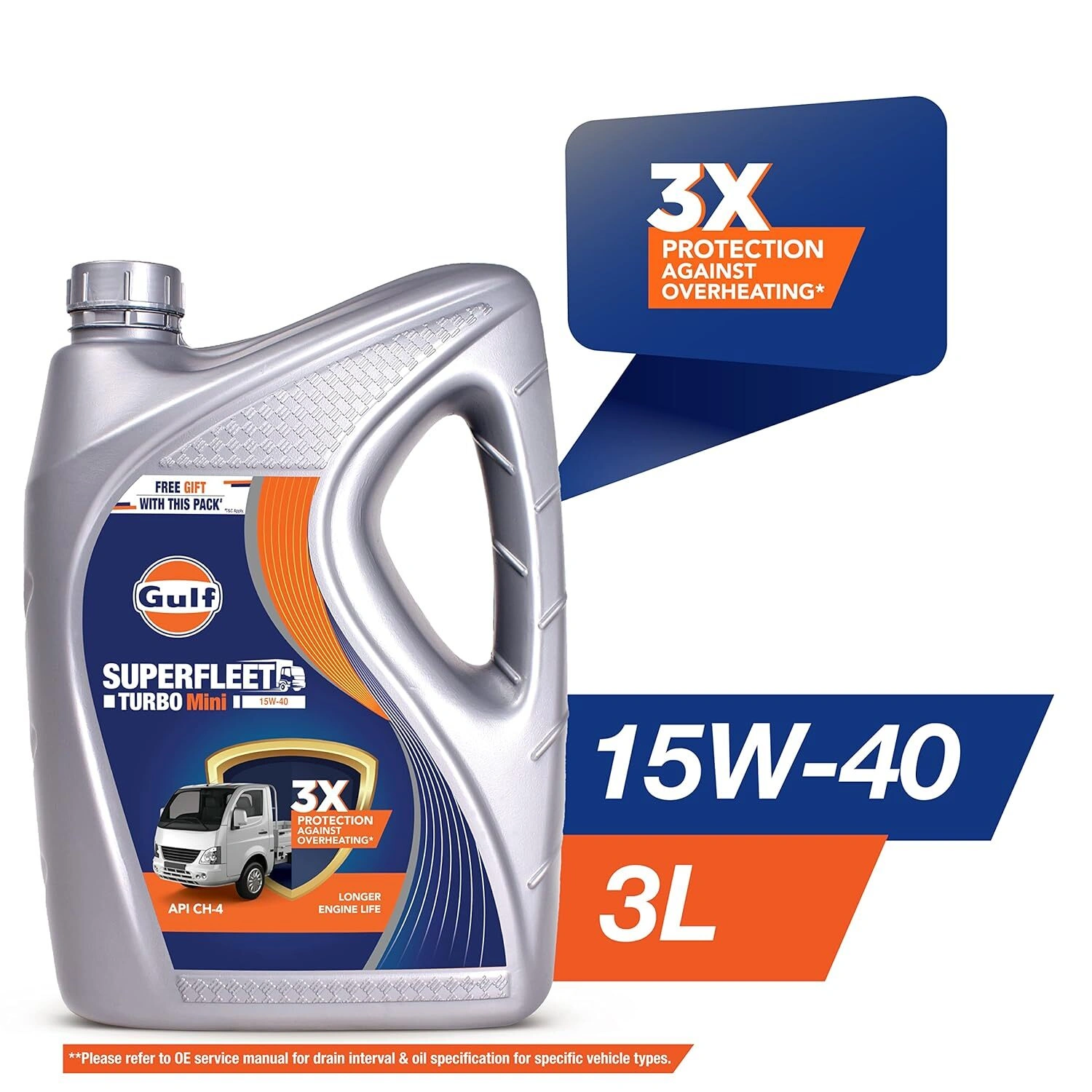 Gulf Super Fleet Turbo Mini 15W-40 [3 L] Mini Truck Multi-Grade Engine Oil-1