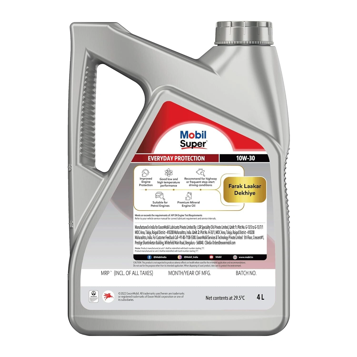 Mobil Super HP 10W-30 Extra High Performance Engine Oil for Cars (4 L)-RDMB201228