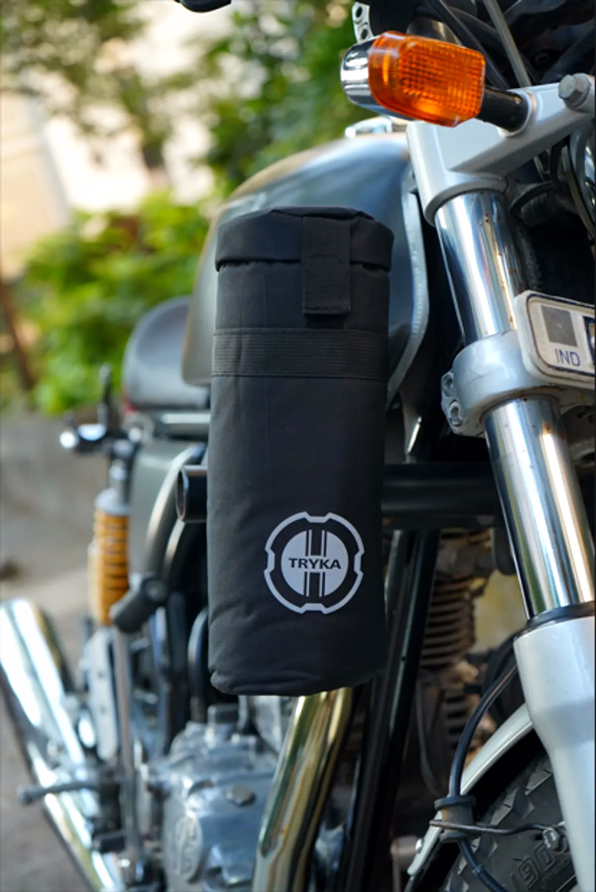 Tryka Gears Hydration Kit for Motorcycle Riders with Heat Sheild and Holder | Compatible to Most Bikes | Made in India (Black) image 1