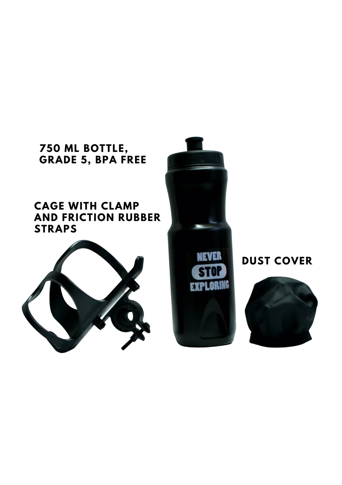 Tryka Gears Hydration Kit for Motorcycle Riders with Heat Sheild and Holder | Compatible to Most Bikes | Made in India (Black) image 2