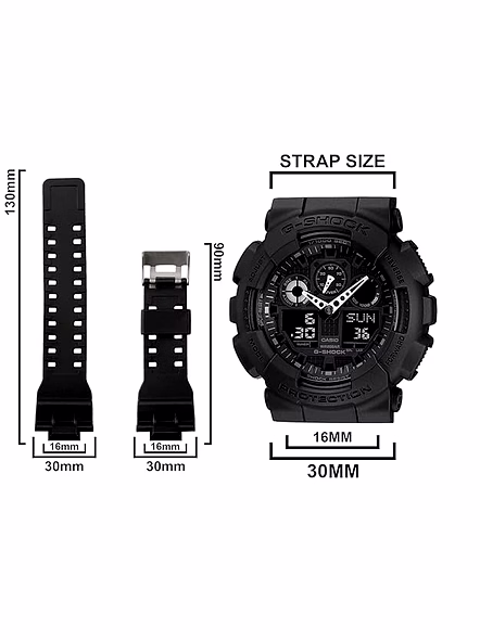 16MM Resin Compatible With Casio G-Shock G-651 & Other Model Watches J35CHN09, Black