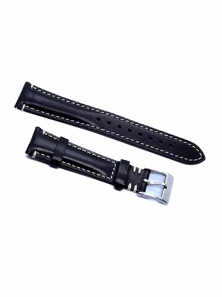RDX Global Fashion Quick Release Cordovan Leather Watch Strap | Size: 20 mm | Colour: Black