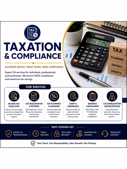 CA Consultation & Tax Filing Services (ITR, GST & Compliance)