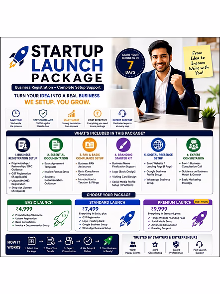 Startup Launch Package (Business Registration + Complete Setup Support)