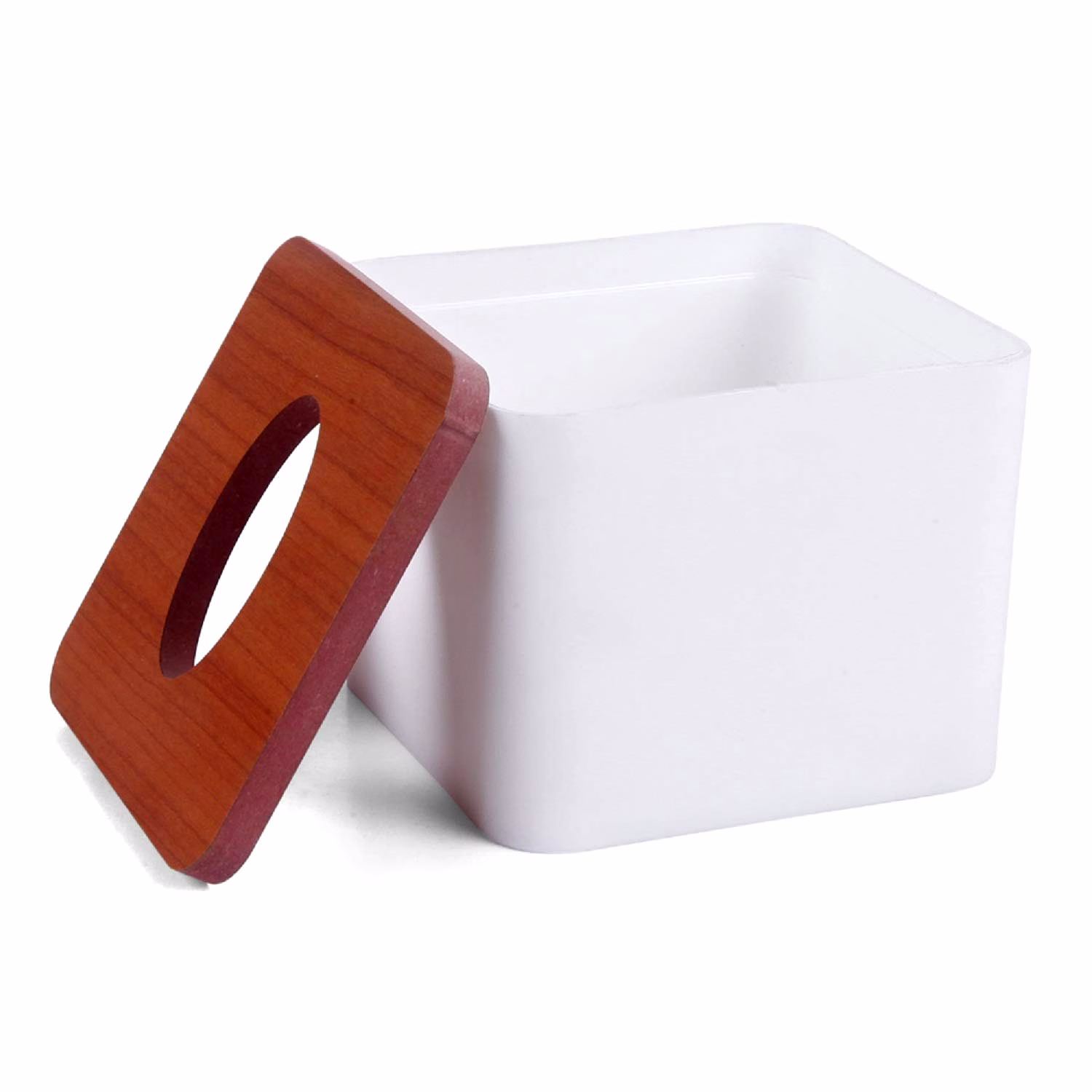 Table Top Tissue Box Holder with Wooden Lid | Premium Tissue Dispenser | Pop-Up Tissue Storage Box for Home, Office & Car image 3