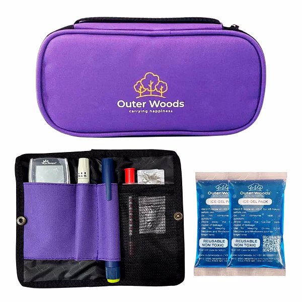 Outer Woods Insulated Insulin Cooler Bag | 6+ Hours Cooling | Compact Size | 2 x 100ml Ice Gel Packs Included image 3