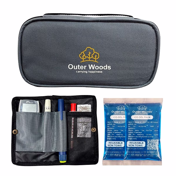 Outer Woods Insulated Insulin Cooler Bag | 6+ Hours Cooling | Compact Size | 2 x 100ml Ice Gel Packs Included image 2