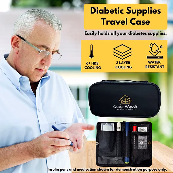 Outer Woods Insulated Insulin Cooler Bag | 6+ Hours Cooling | Compact Size | 2 x 100ml Ice Gel Packs Included image 7