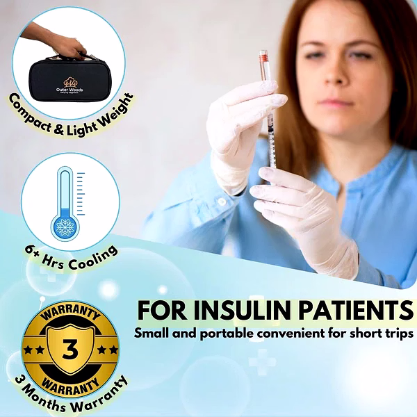 Outer Woods Insulated Insulin Cooler Bag | 6+ Hours Cooling | Compact Size | 2 x 100ml Ice Gel Packs Included image 10