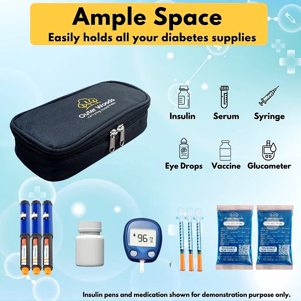 Outer Woods Insulated Insulin Cooler Bag | 6+ Hours Cooling | Compact Size | 2 x 100ml Ice Gel Packs Included image 11
