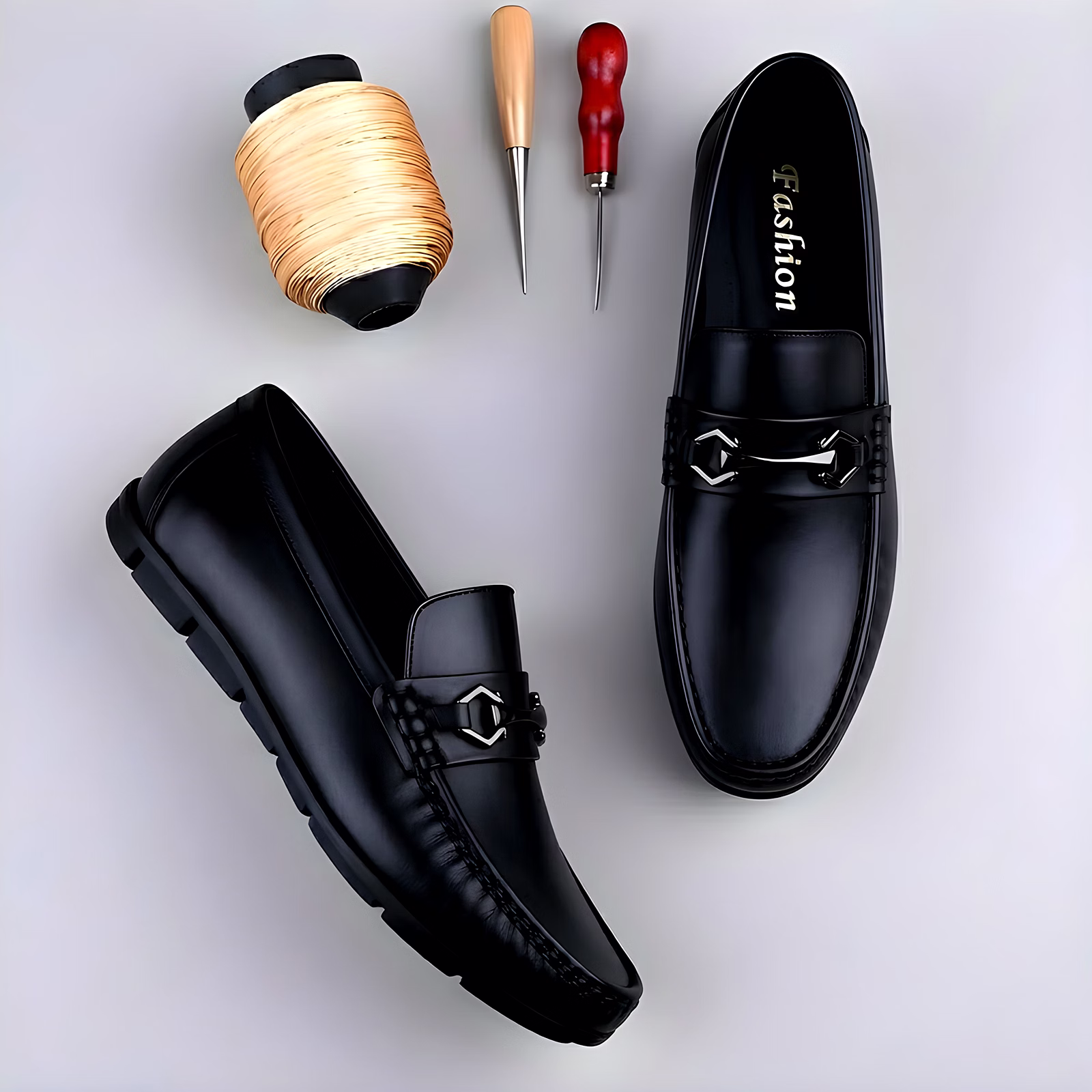 WUGO Men's Black Casual Slip-On Loafers | Comfortable Driving & Daily Wear Shoes | Faux Leather | UK 10 image 5