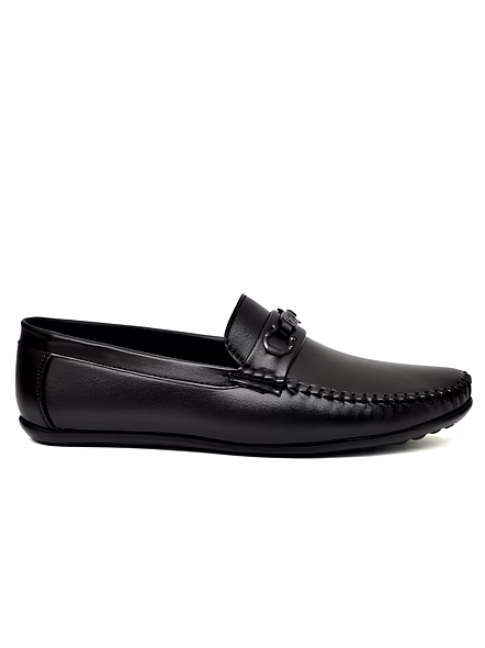 WUGO Men's Black Casual Slip-On Loafers | Lightweight Driving & Daily Wear Shoes | Faux Leather | UK 8