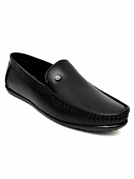 WUGO Men's Black Casual Slip-On Loafers | Lightweight Driving & Daily Wear Shoes | Faux Leather | UK 8