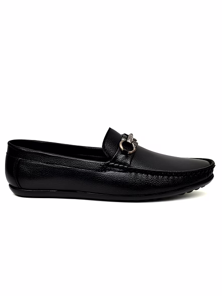 WUGO Men's Black Casual Slip-On Loafers | Lightweight Driving &amp; Daily Wear Shoes | Faux Leather | UK 6