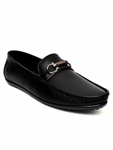 WUGO Men's Black Casual Slip-On Loafers | Lightweight Driving & Daily Wear Shoes | Faux Leather | UK 6